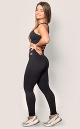 Legging Personnalité Preta e Cinza com Listra Lateral