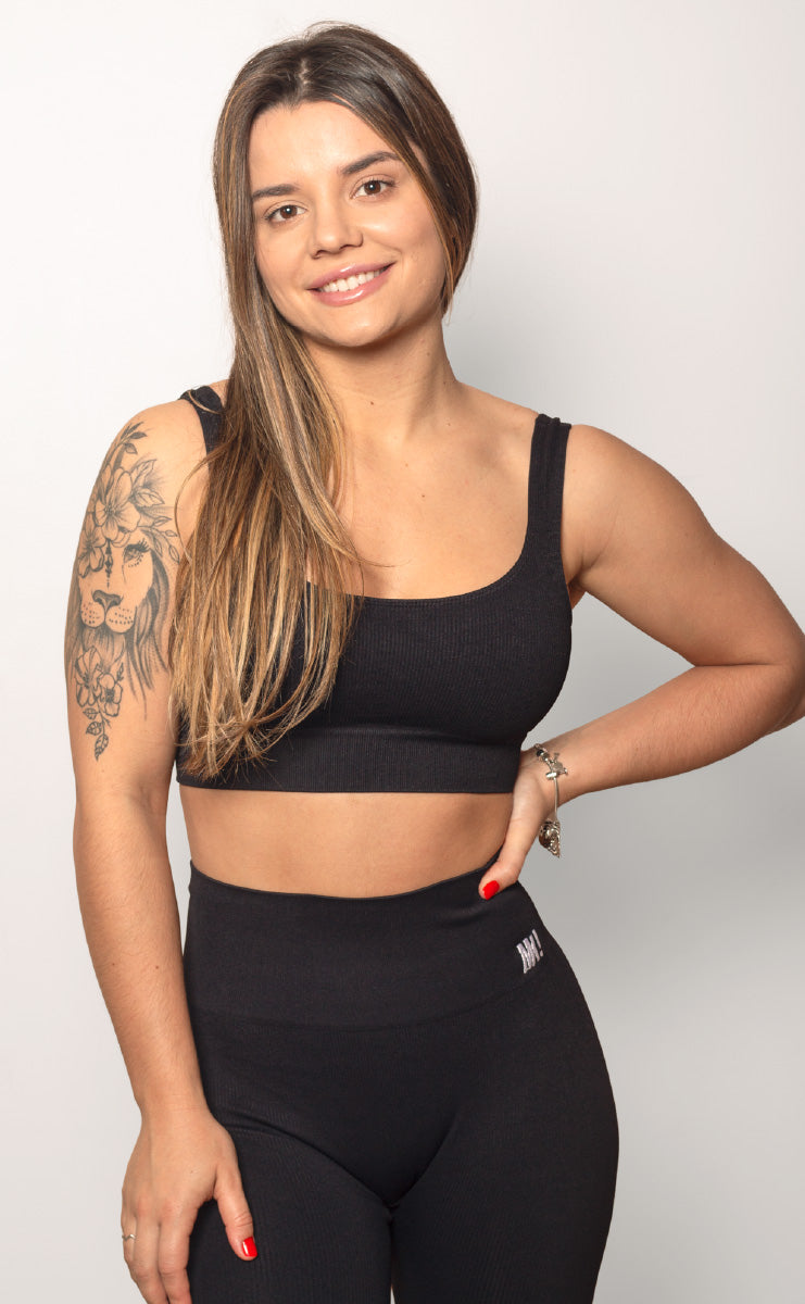 TOP  ALÇA PERSONNALITE CANELADO PRETO