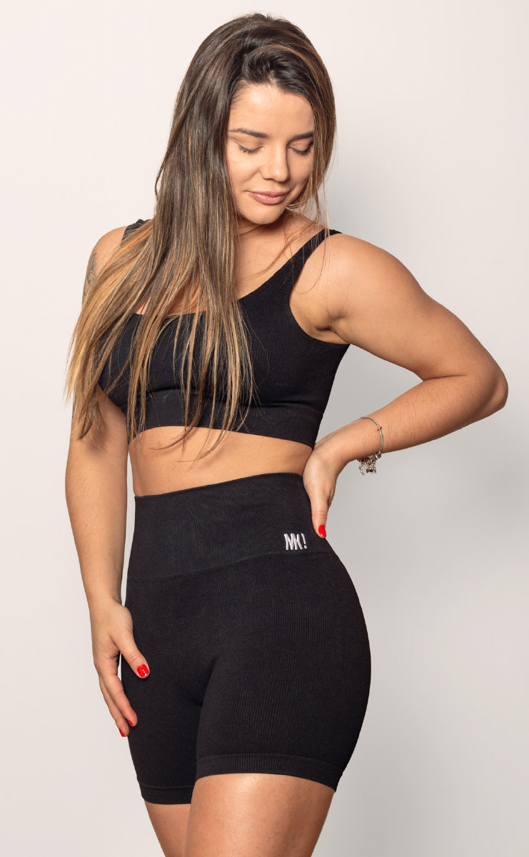 Shorts Personnalite cos Alto Canelado Preto