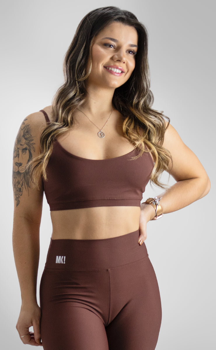 Top de Alças Première Chocolate da MK Fitwear