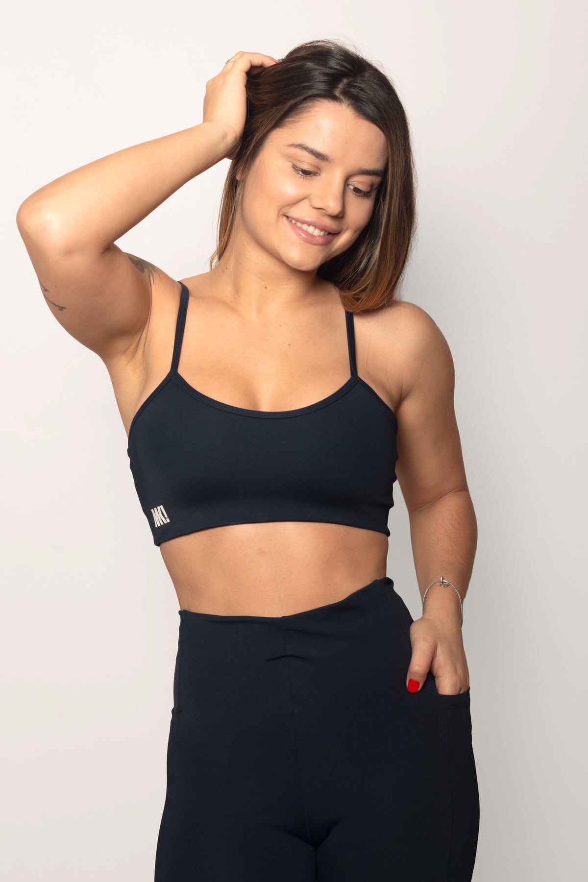 Top Faixa Impulse com Alças Finas Preto da MK Fitwear