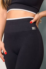 Shorts cós com Listra Personnalite Preta/Cinza