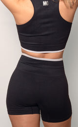 Shorts cós com Listra Personnalite Preta/Cinza